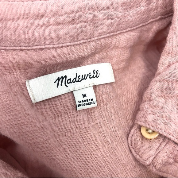 Madewell Shirt Lightspun Short Sleeve Flap-Pocket Dusty Pink 100% Cotton Gauze M - Picture 5 of 10